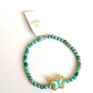 Kendra Scott Beaded Stretch Bracelet Butterfly Lillia Gold Sea Green